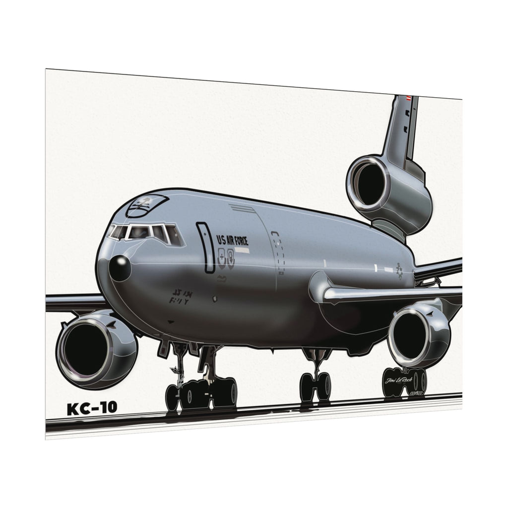 KC‑10 Military Tanker Airplane Matte Poster — Textured Watercolor Aviation Print