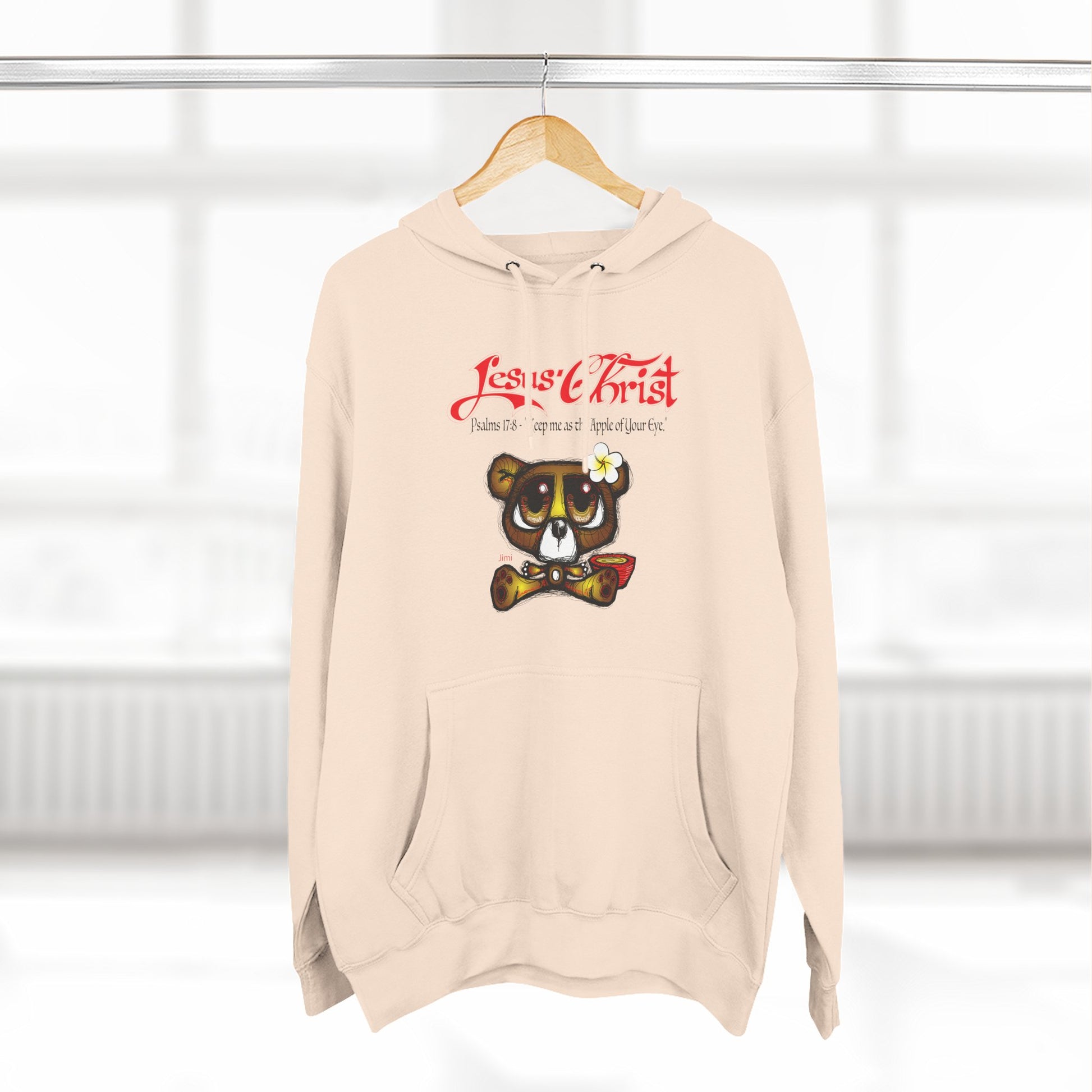 Christian Bear Hoodie – "Jesus Christ" Psalm 23 Inspirational Fleece Pullover