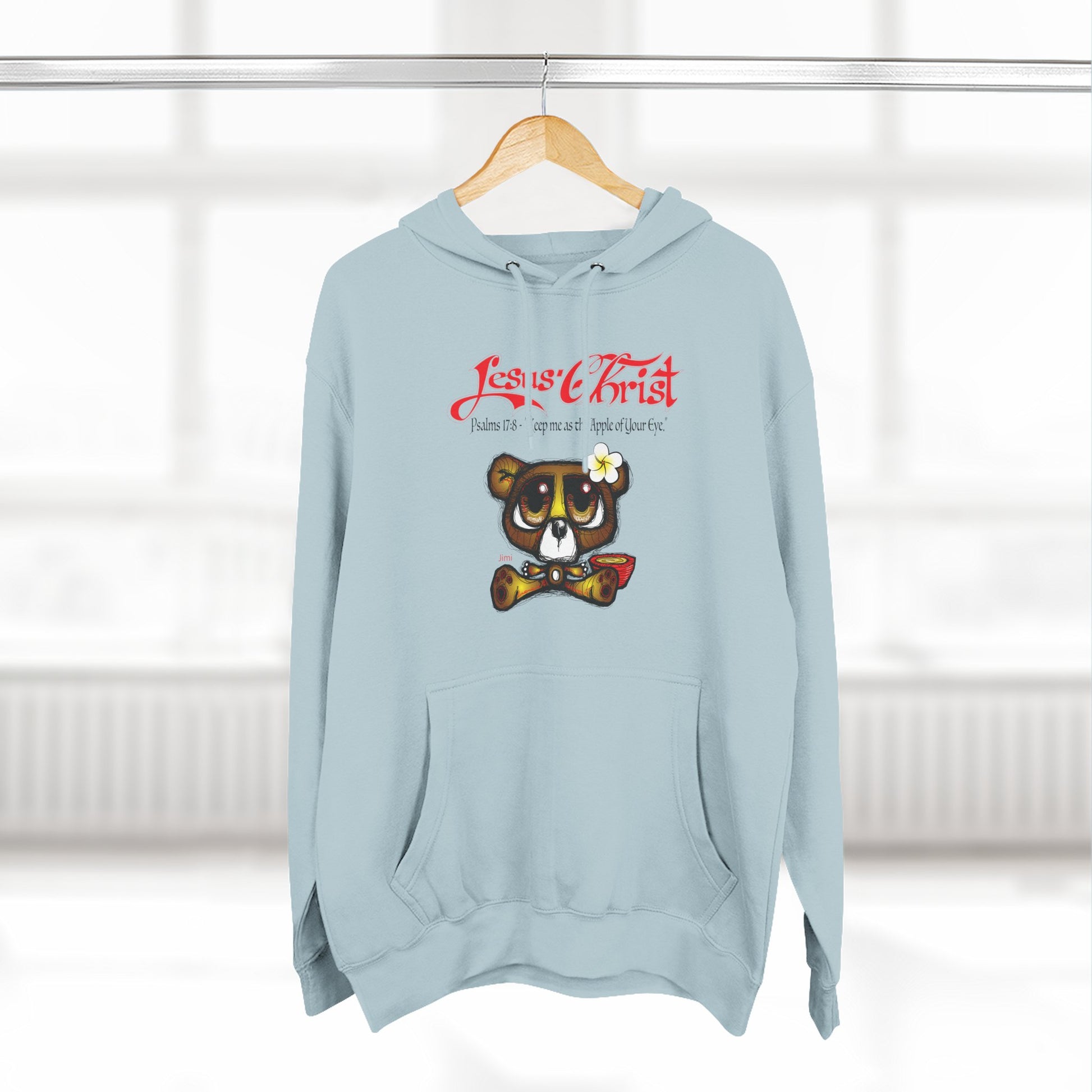 Christian Bear Hoodie – "Jesus Christ" Psalm 23 Inspirational Fleece Pullover