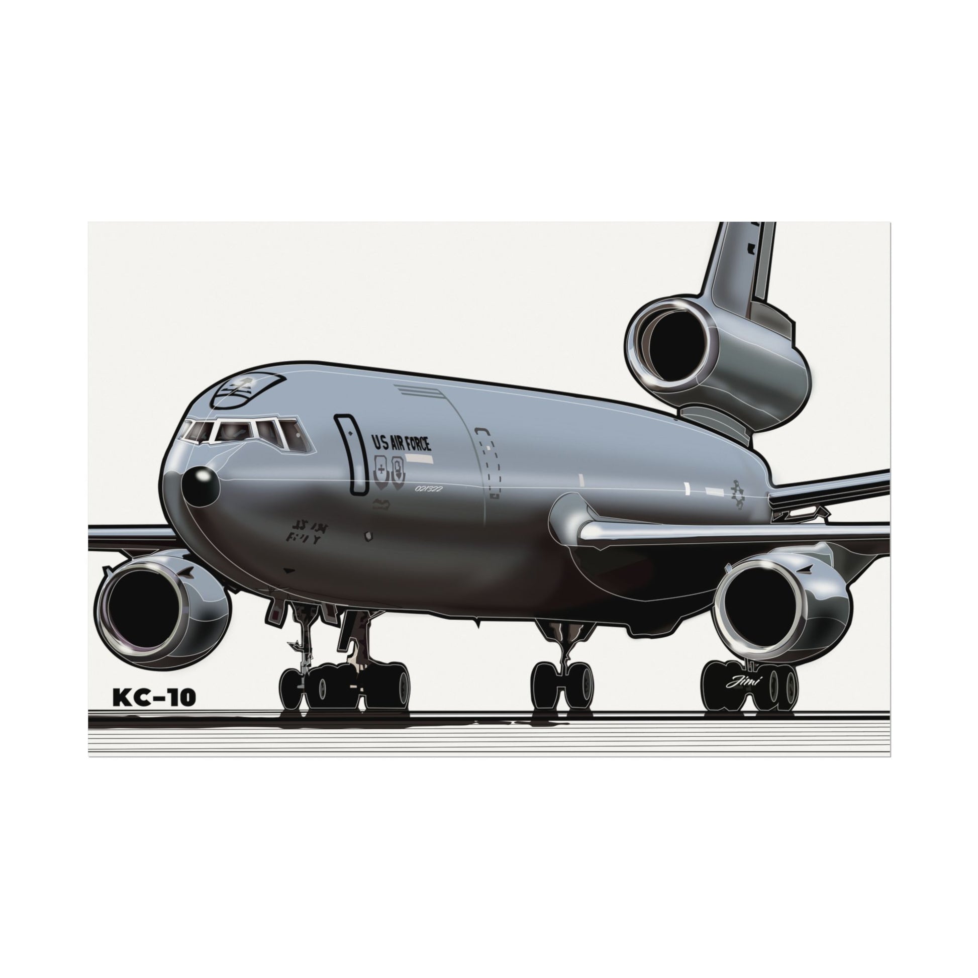 KC‑10 Military Tanker Airplane Matte Poster — Textured Watercolor Aviation Print