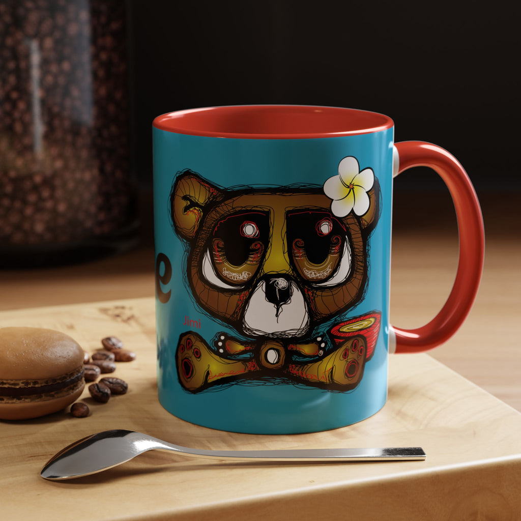 Tropical Bear Coffee Mug, Cute Bear Mug, Relaxing Coffee Cup, Gifts for Animal Lovers, Fun Decor, Summer Vibes