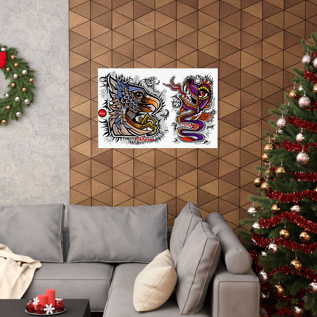 Vibrant Matte Horizontal Wall Posters, Bohemian Art, Tribal Decor, Gift for Art Lovers, Unique Home Decor