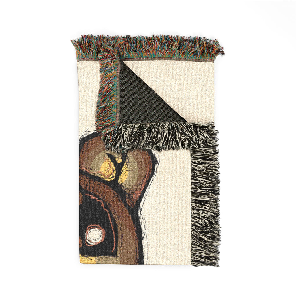 Woven Blanket — Cute Teddy Bear Skull Throw Blanket with Flower Accent