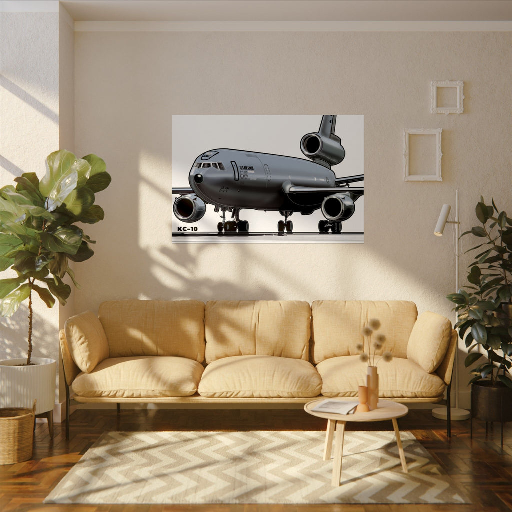 KC‑10 Military Tanker Airplane Matte Poster — Textured Watercolor Aviation Print