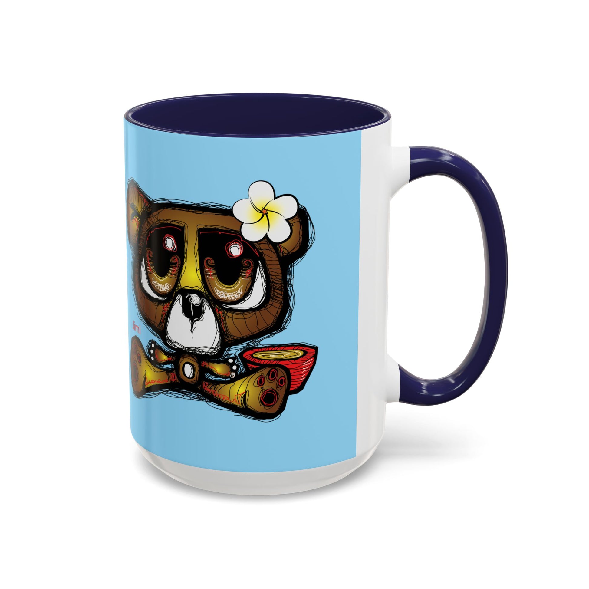 Coffee Mug — Cute Teddy Bear with Ukulele & 'Christ' Script Accent (11/15oz)