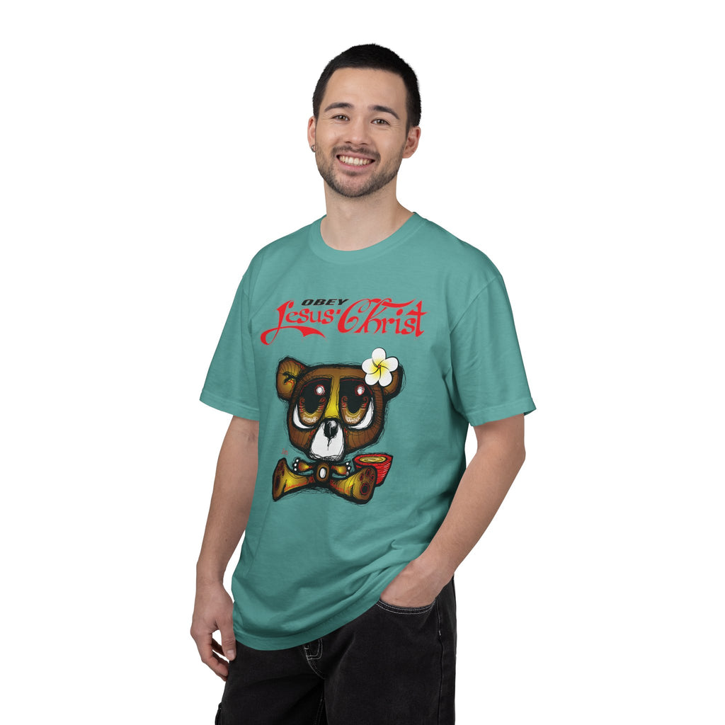 Jesus Christ Bear Graphic T-Shirt — "Obey Jesus Christ" Religious Tee