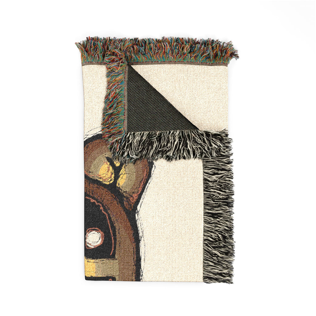 Woven Blanket — Cute Teddy Bear Skull Throw Blanket with Flower Accent