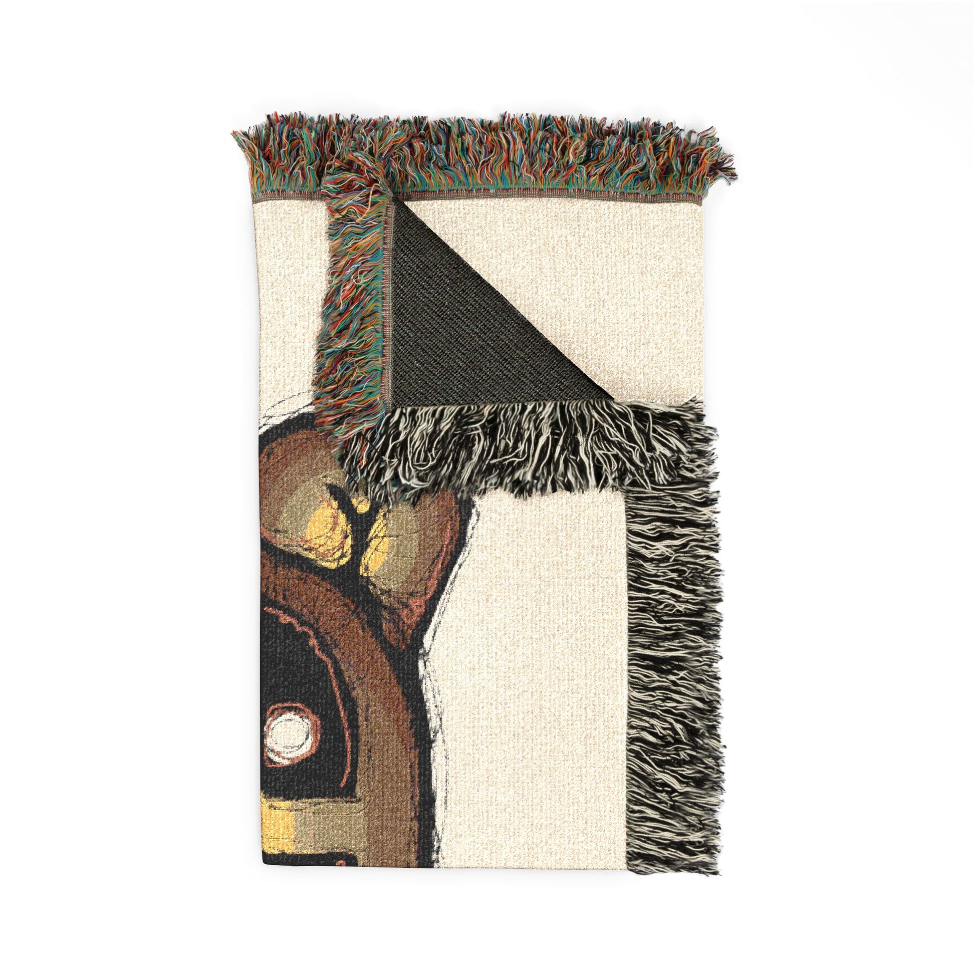 Woven Blanket — Cute Teddy Bear Skull Throw Blanket with Flower Accent