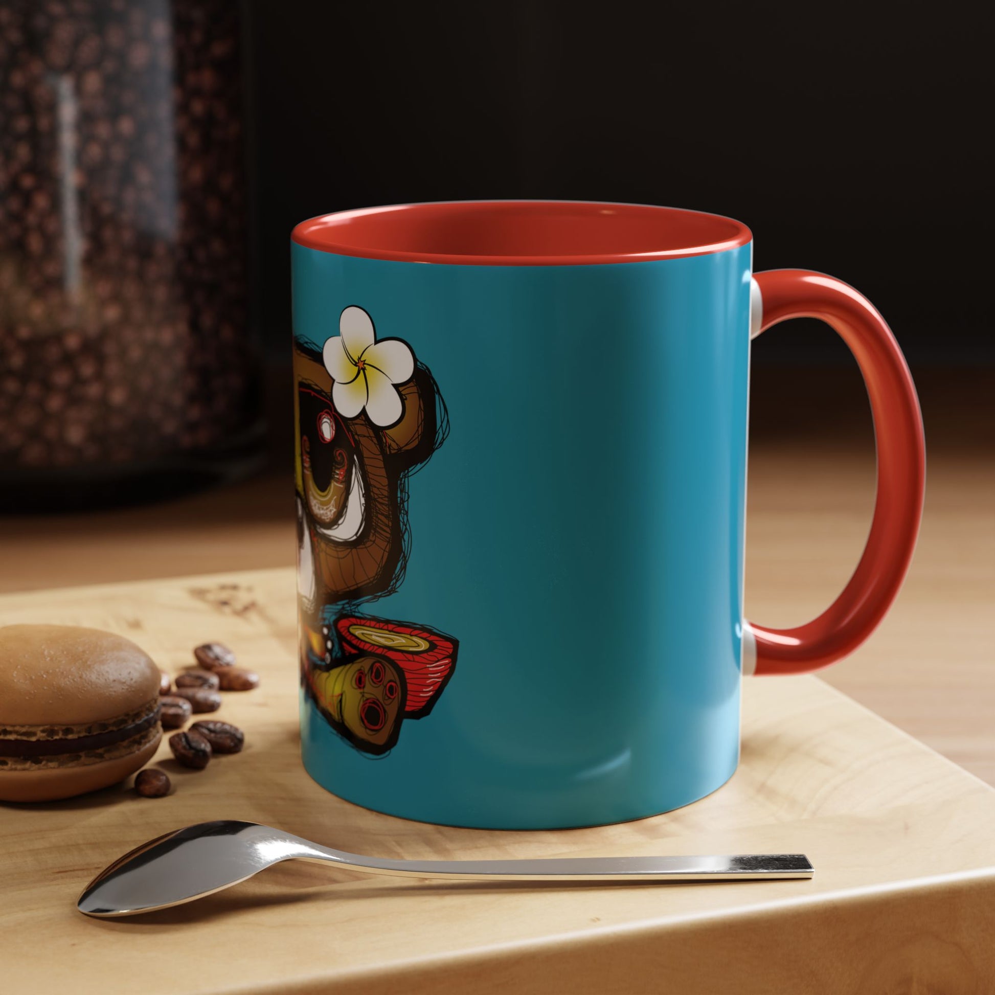 Tropical Bear Coffee Mug, Cute Bear Mug, Relaxing Coffee Cup, Gifts for Animal Lovers, Fun Decor, Summer Vibes