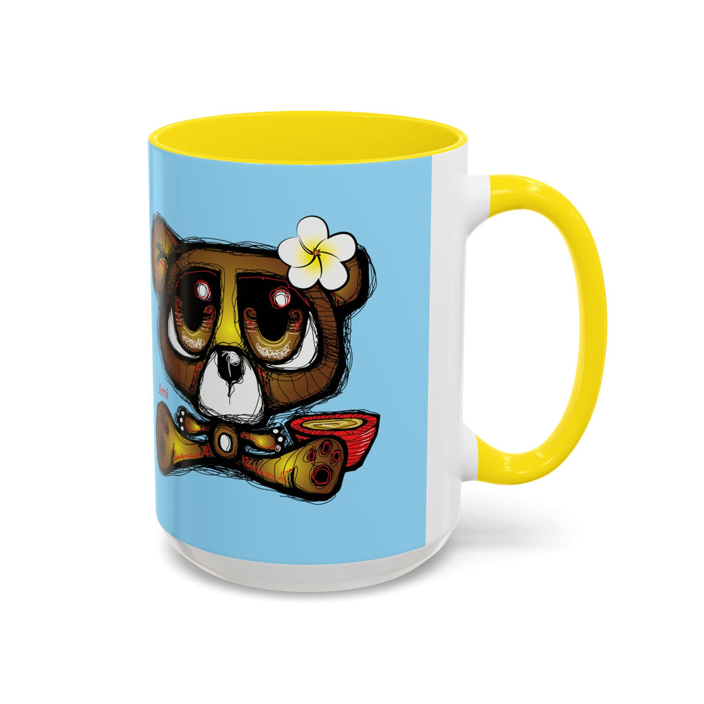 Coffee Mug — Cute Teddy Bear with Ukulele & 'Christ' Script Accent (11/15oz)