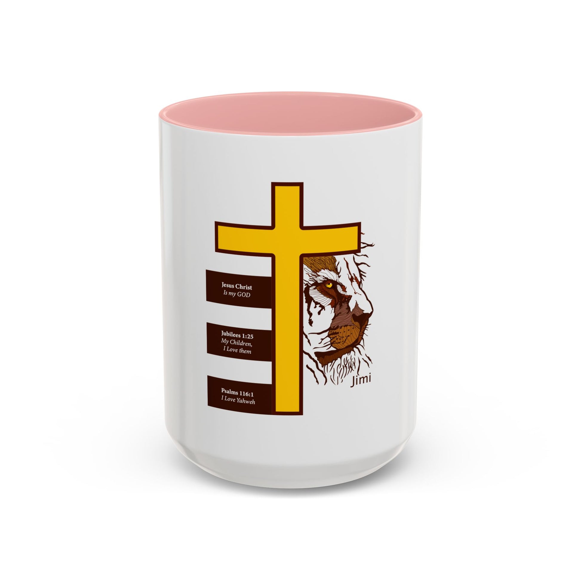Christian Cross & Lion Accent Coffee Mug — Inspirational Scripture Design (11/15oz)