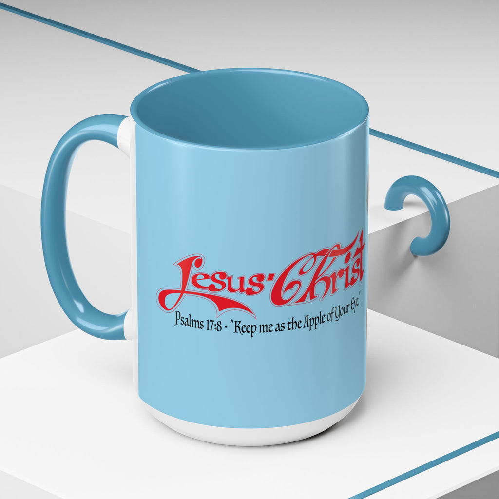Coffee Mug — Cute Teddy Bear with Ukulele & 'Christ' Script Accent (11/15oz)