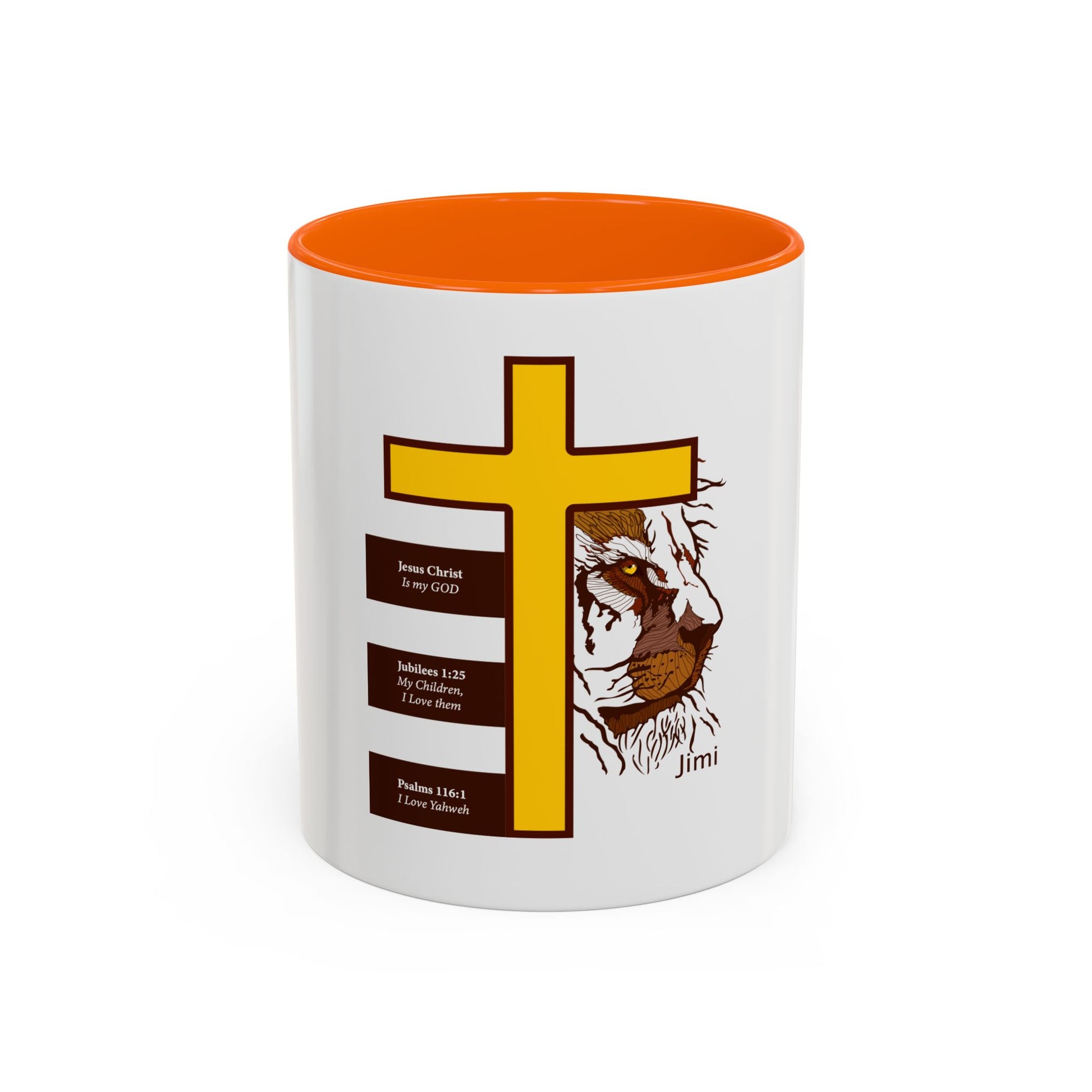 Christian Cross & Lion Accent Coffee Mug — Inspirational Scripture Design (11/15oz)