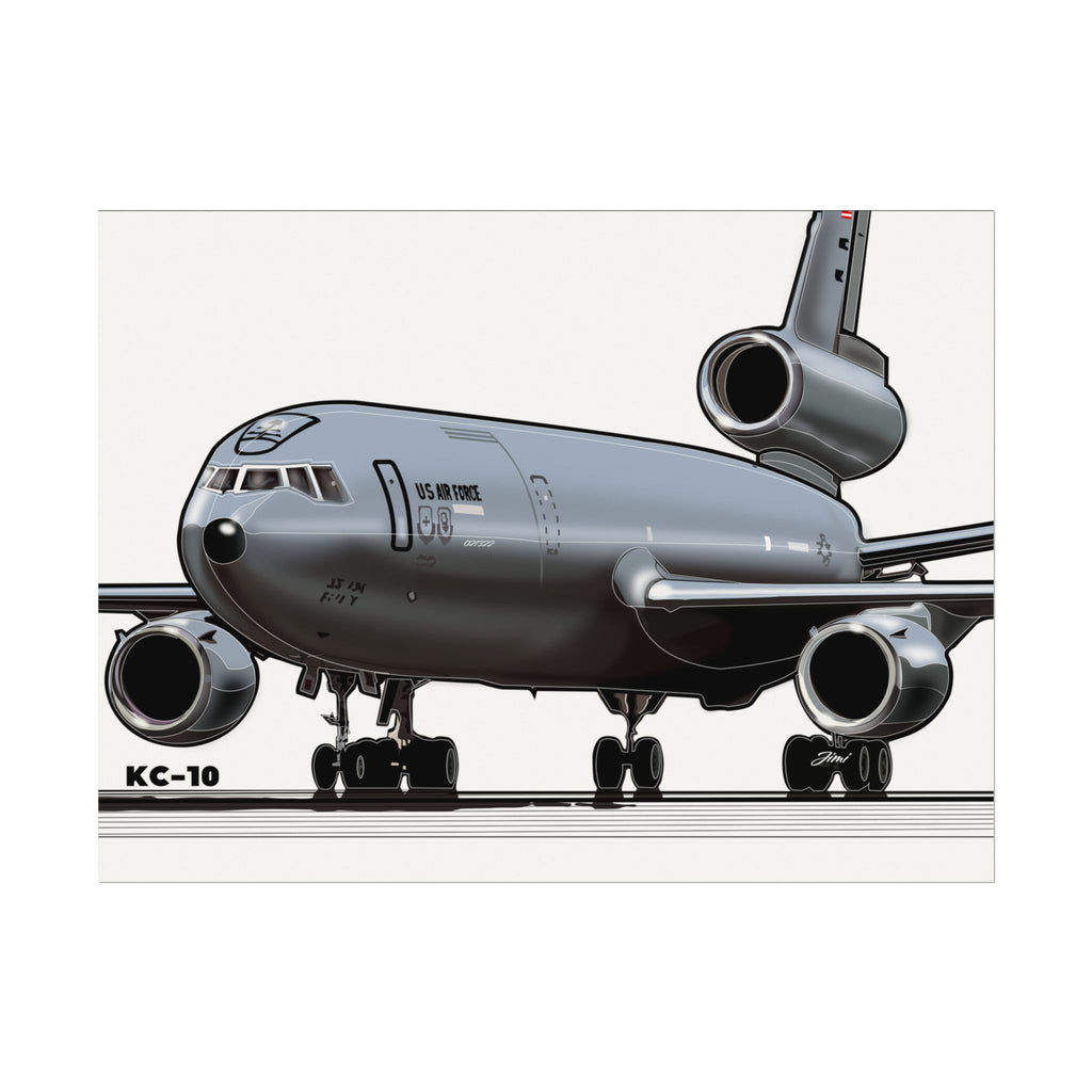 KC‑10 Military Tanker Airplane Matte Poster — Textured Watercolor Aviation Print