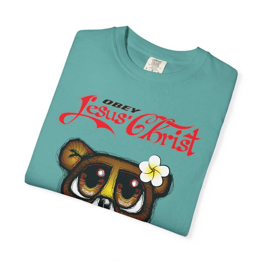 Jesus Christ Bear Graphic T-Shirt — "Obey Jesus Christ" Religious Tee