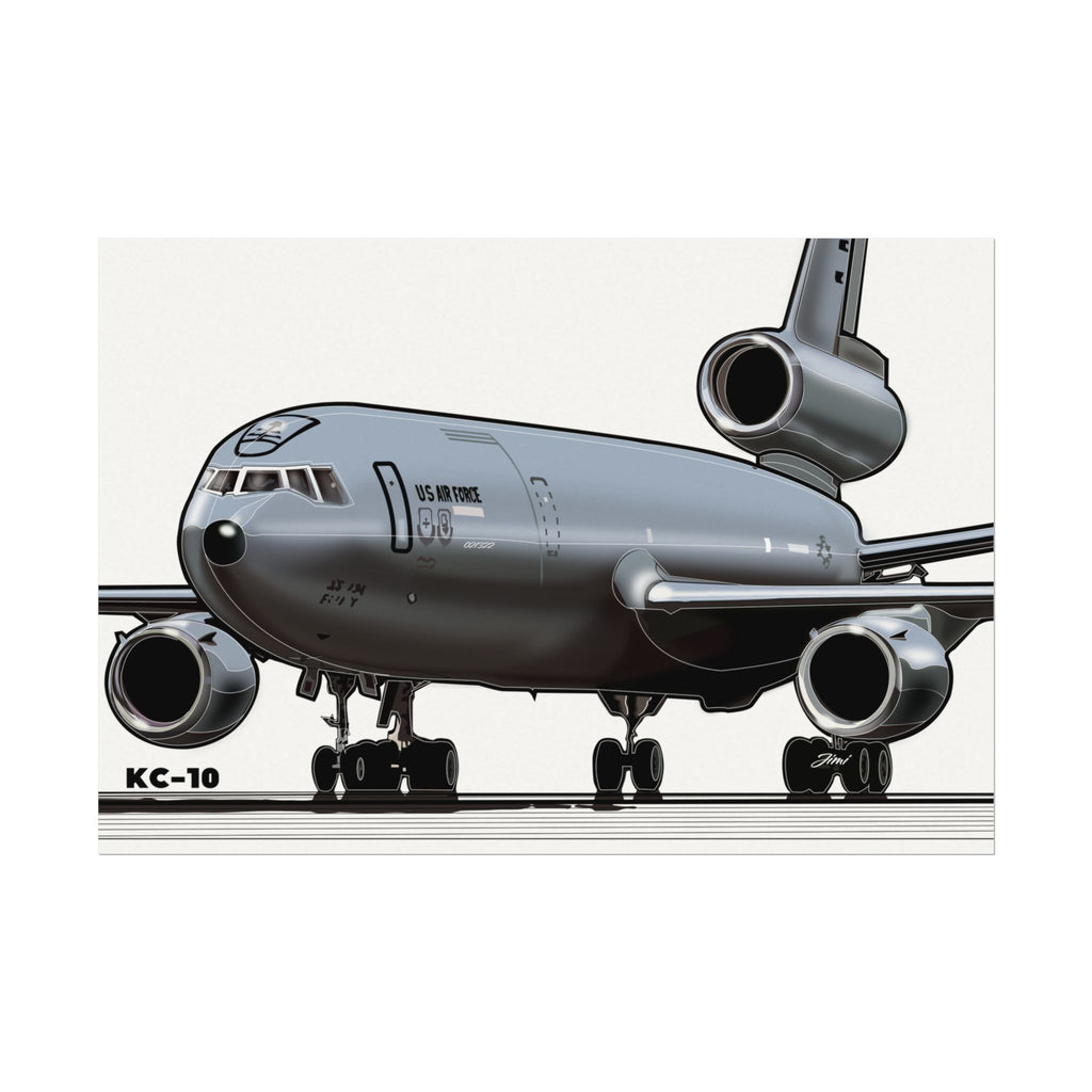 KC‑10 Military Tanker Airplane Matte Poster — Textured Watercolor Aviation Print