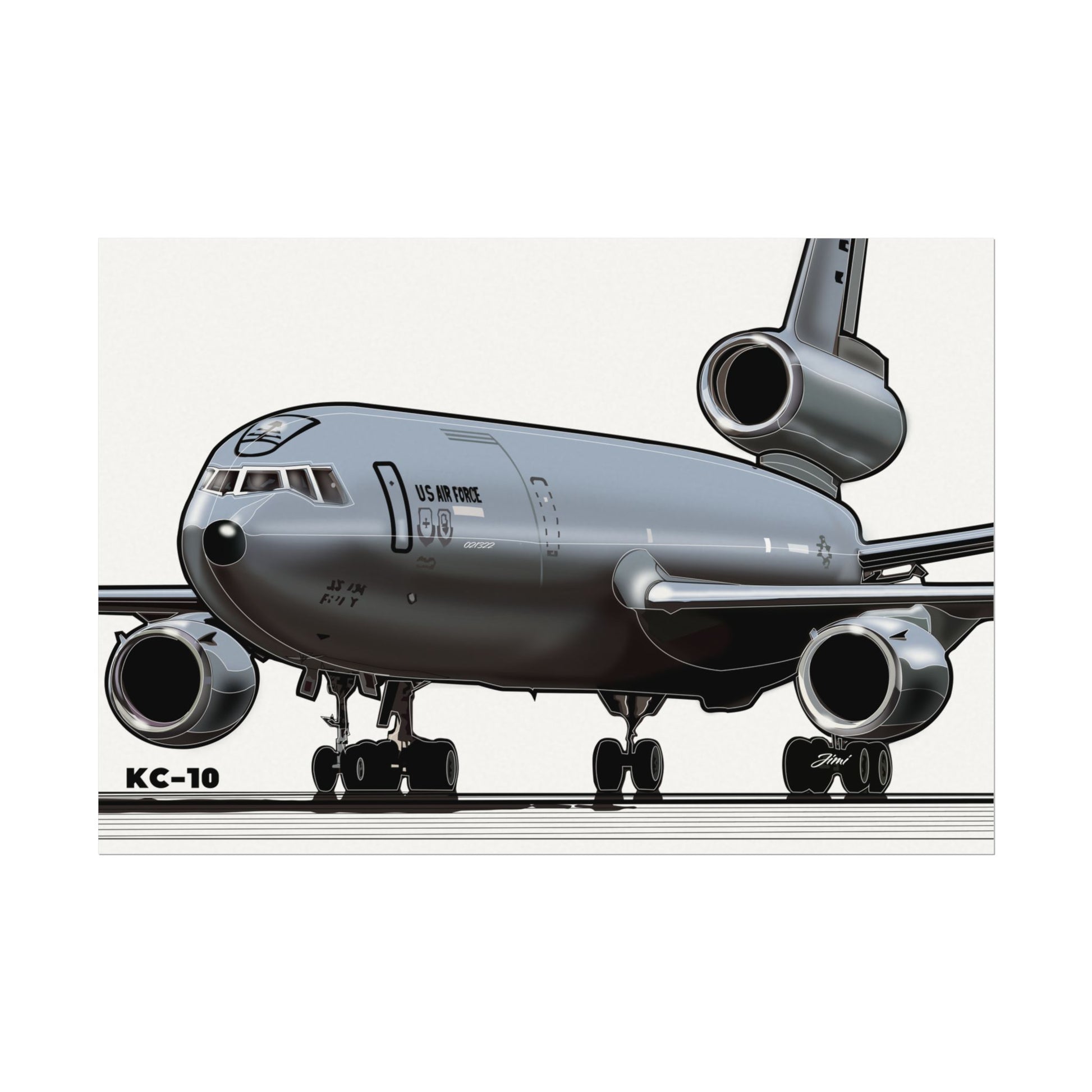 KC‑10 Military Tanker Airplane Matte Poster — Textured Watercolor Aviation Print