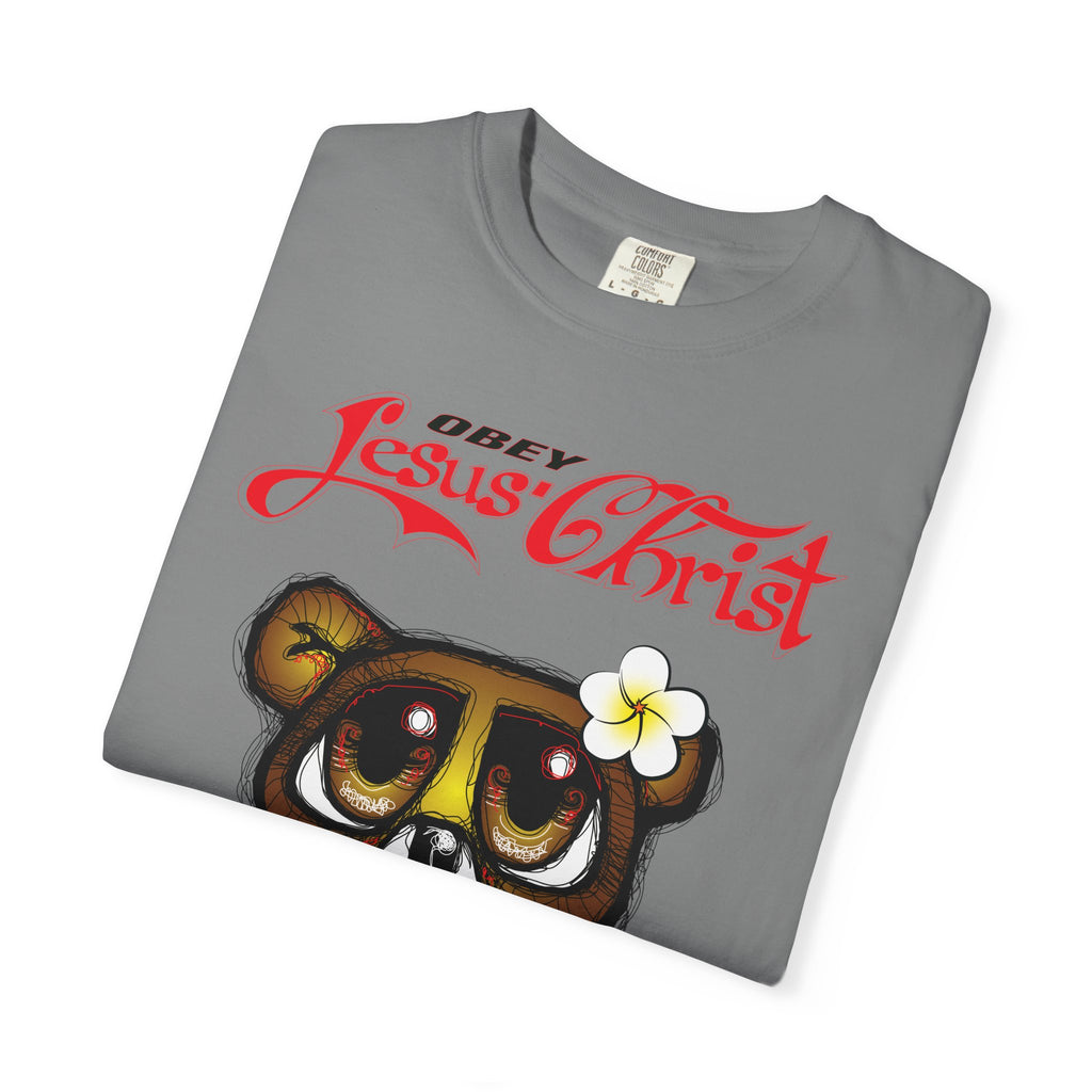 Jesus Christ Bear Graphic T-Shirt — "Obey Jesus Christ" Religious Tee