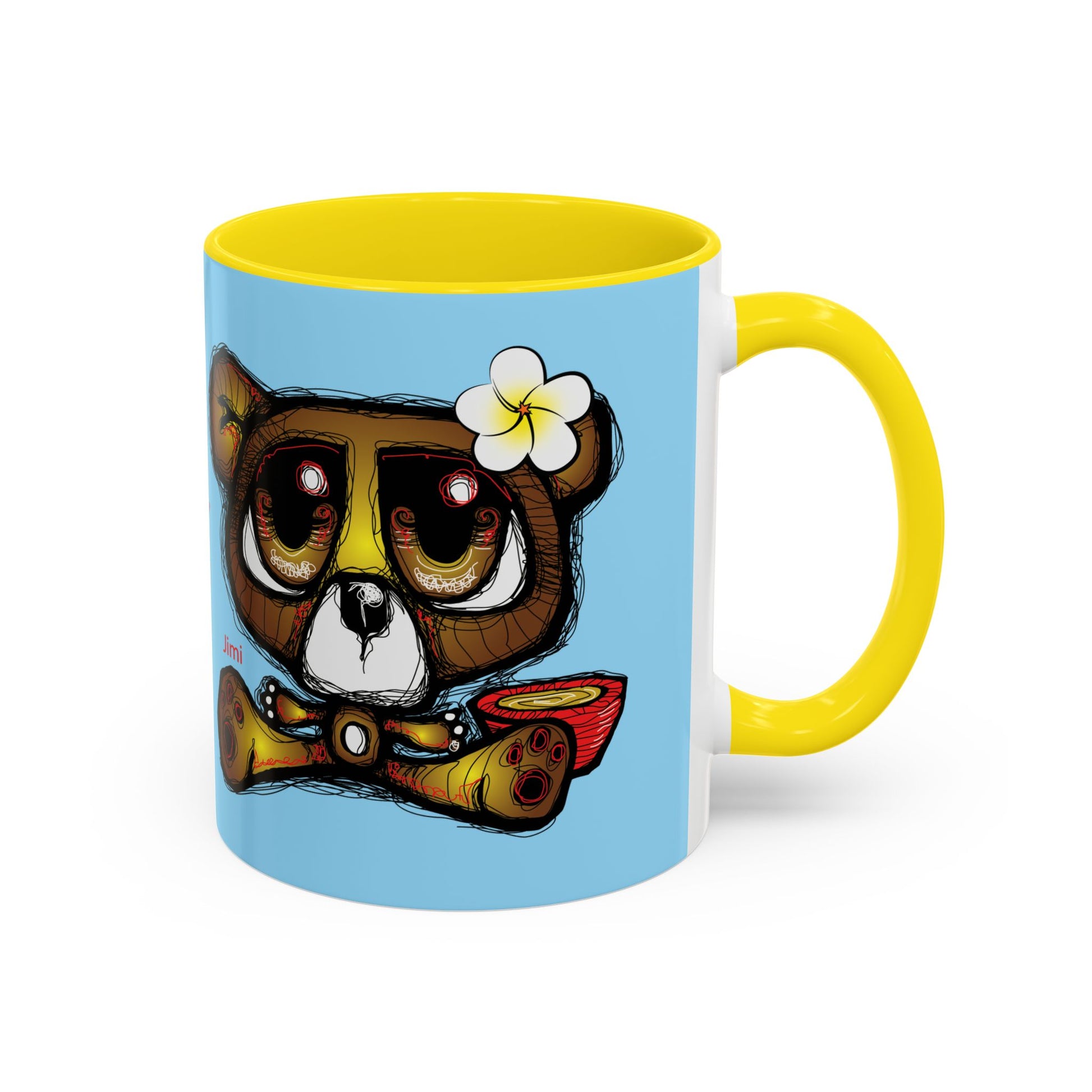 Coffee Mug — Cute Teddy Bear with Ukulele & 'Christ' Script Accent (11/15oz)