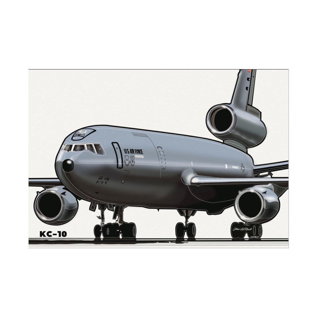 KC‑10 Military Tanker Airplane Matte Poster — Textured Watercolor Aviation Print