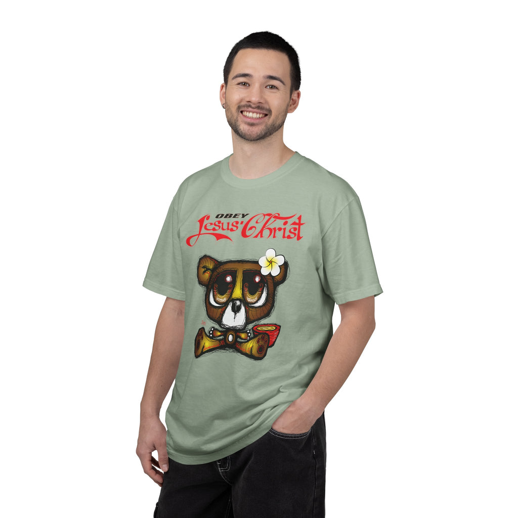Jesus Christ Bear Graphic T-Shirt — "Obey Jesus Christ" Religious Tee