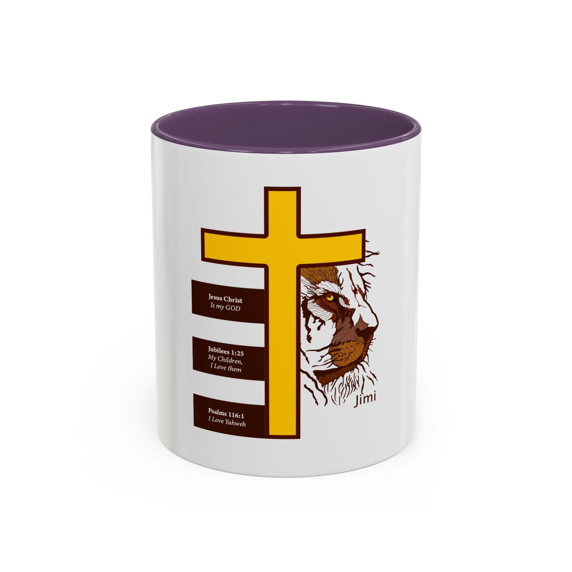 Christian Cross & Lion Accent Coffee Mug — Inspirational Scripture Design (11/15oz)