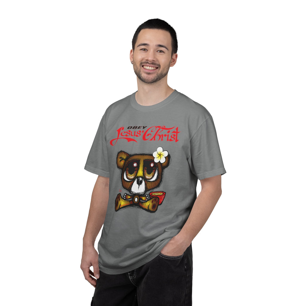 Jesus Christ Bear Graphic T-Shirt — "Obey Jesus Christ" Religious Tee