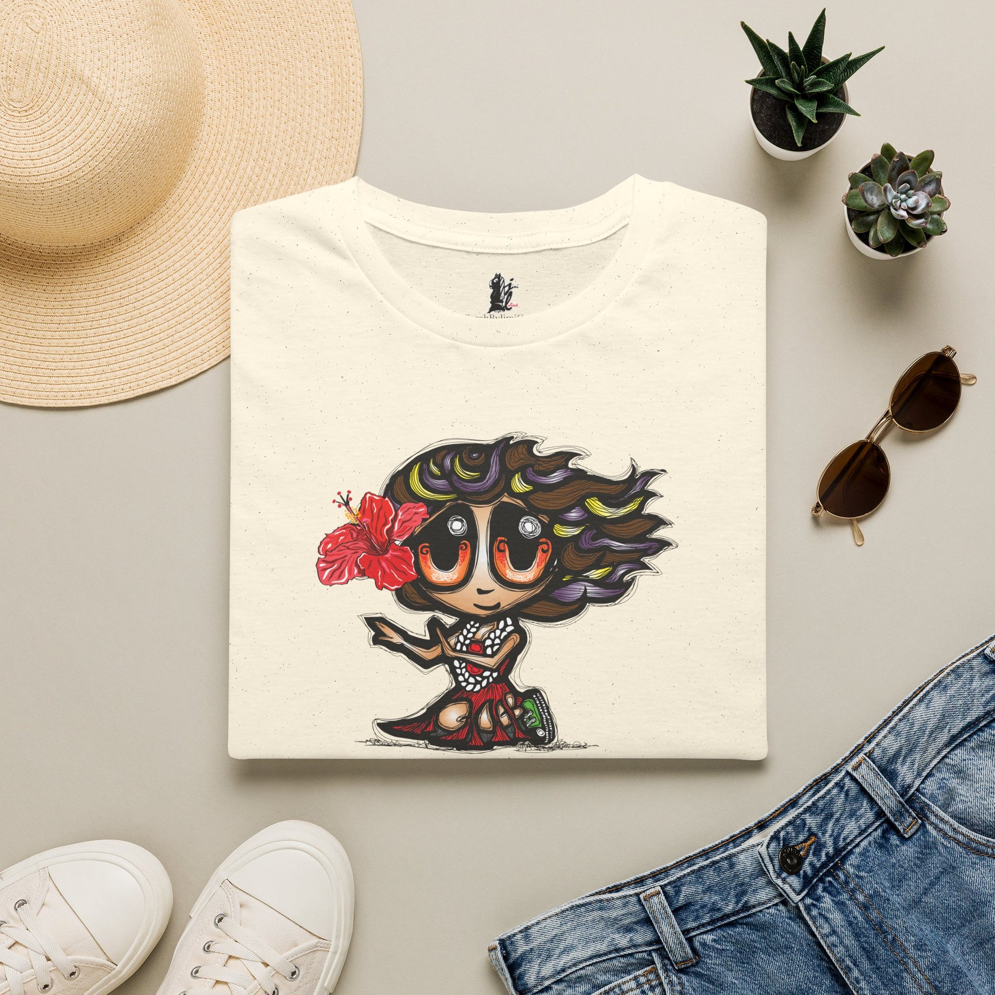 Kosrae Hula Girl T-Shirt — Island of Kosrae Cute Cartoon Island Vibes