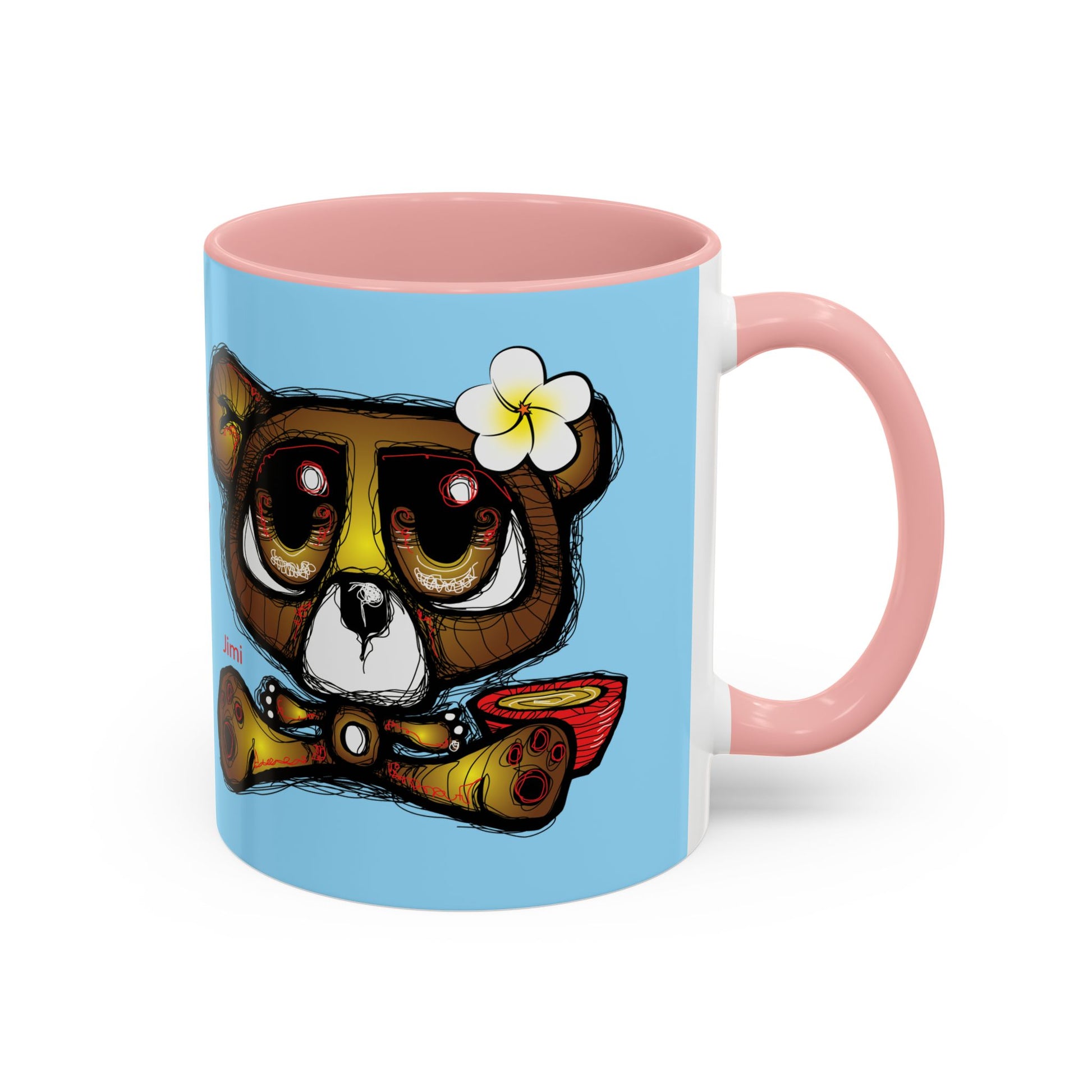Coffee Mug — Cute Teddy Bear with Ukulele & 'Christ' Script Accent (11/15oz)
