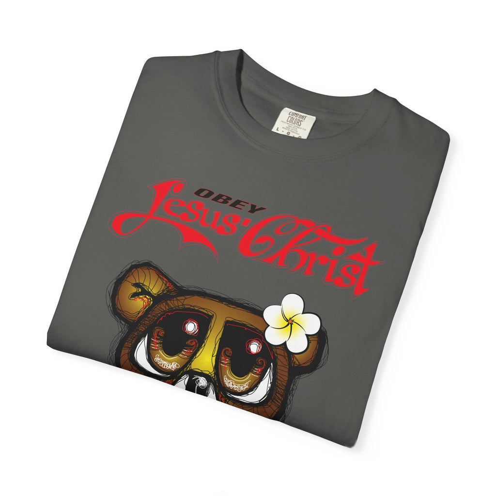 Jesus Christ Bear Graphic T-Shirt — "Obey Jesus Christ" Religious Tee