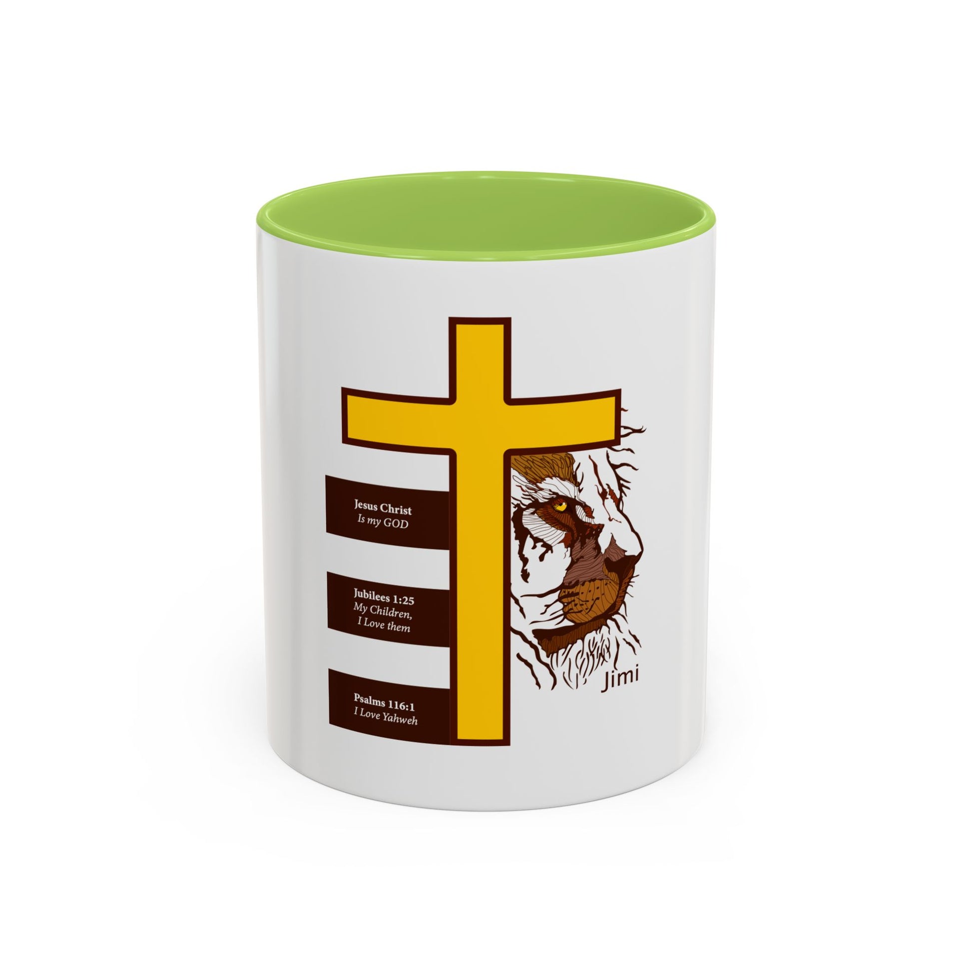 Christian Cross & Lion Accent Coffee Mug — Inspirational Scripture Design (11/15oz)
