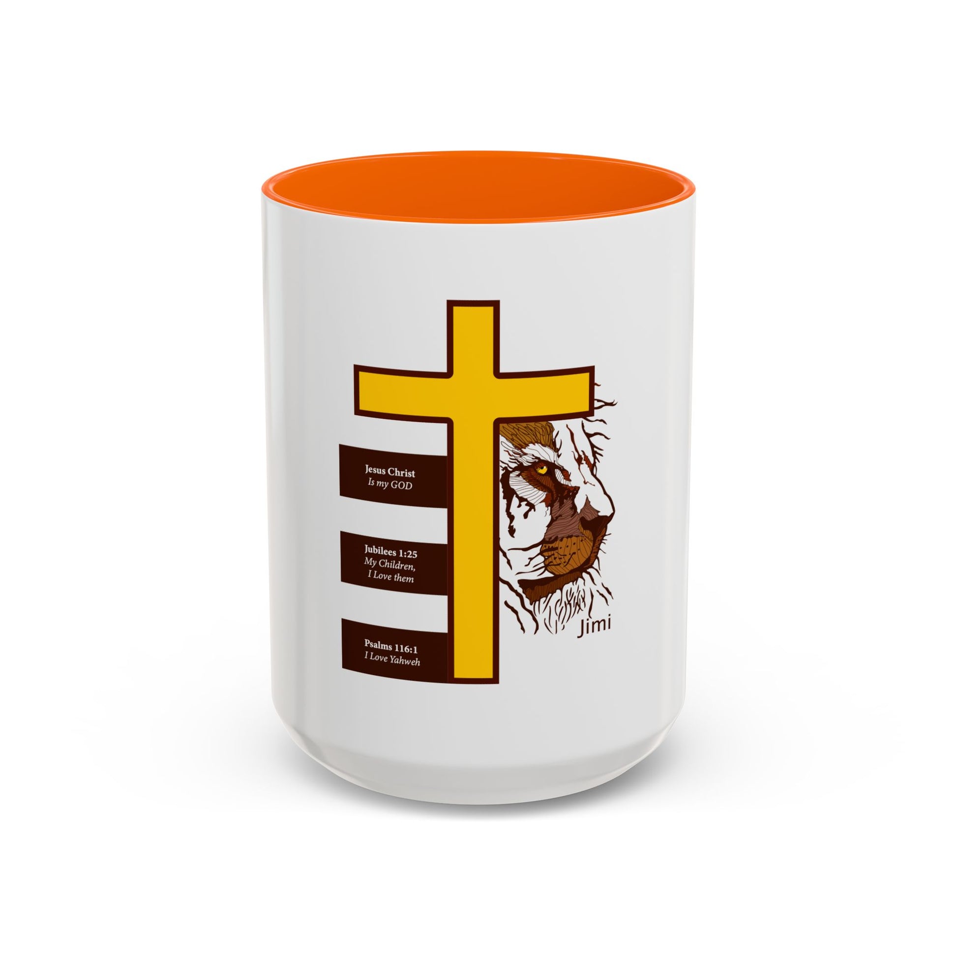 Christian Cross & Lion Accent Coffee Mug — Inspirational Scripture Design (11/15oz)