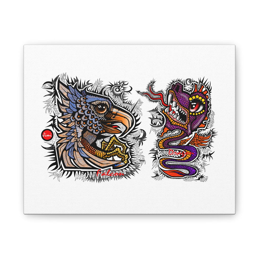 Eagle and Dragon Tattoo-Style Stretched Canvas Print