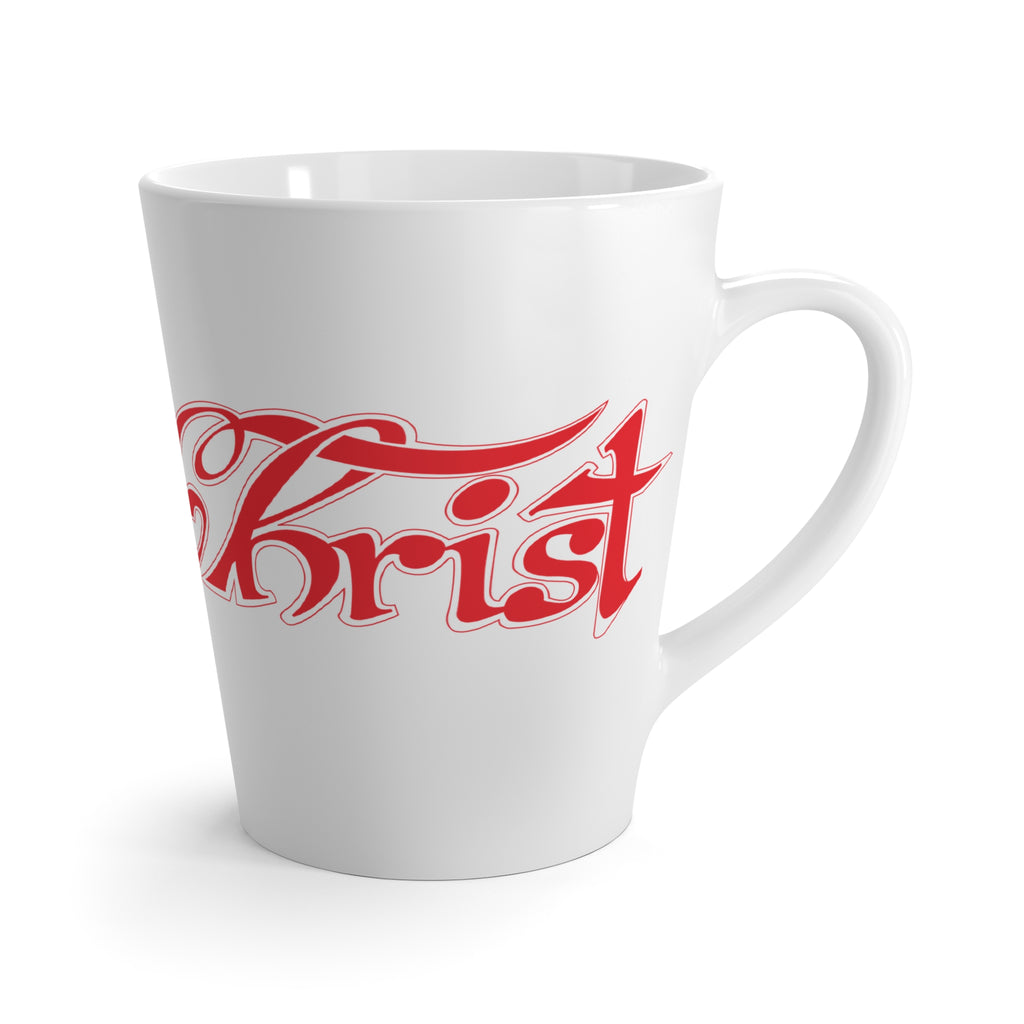 Latte Mug - "Obey Jesus' Christ" Red Script Christian Coffee Cup