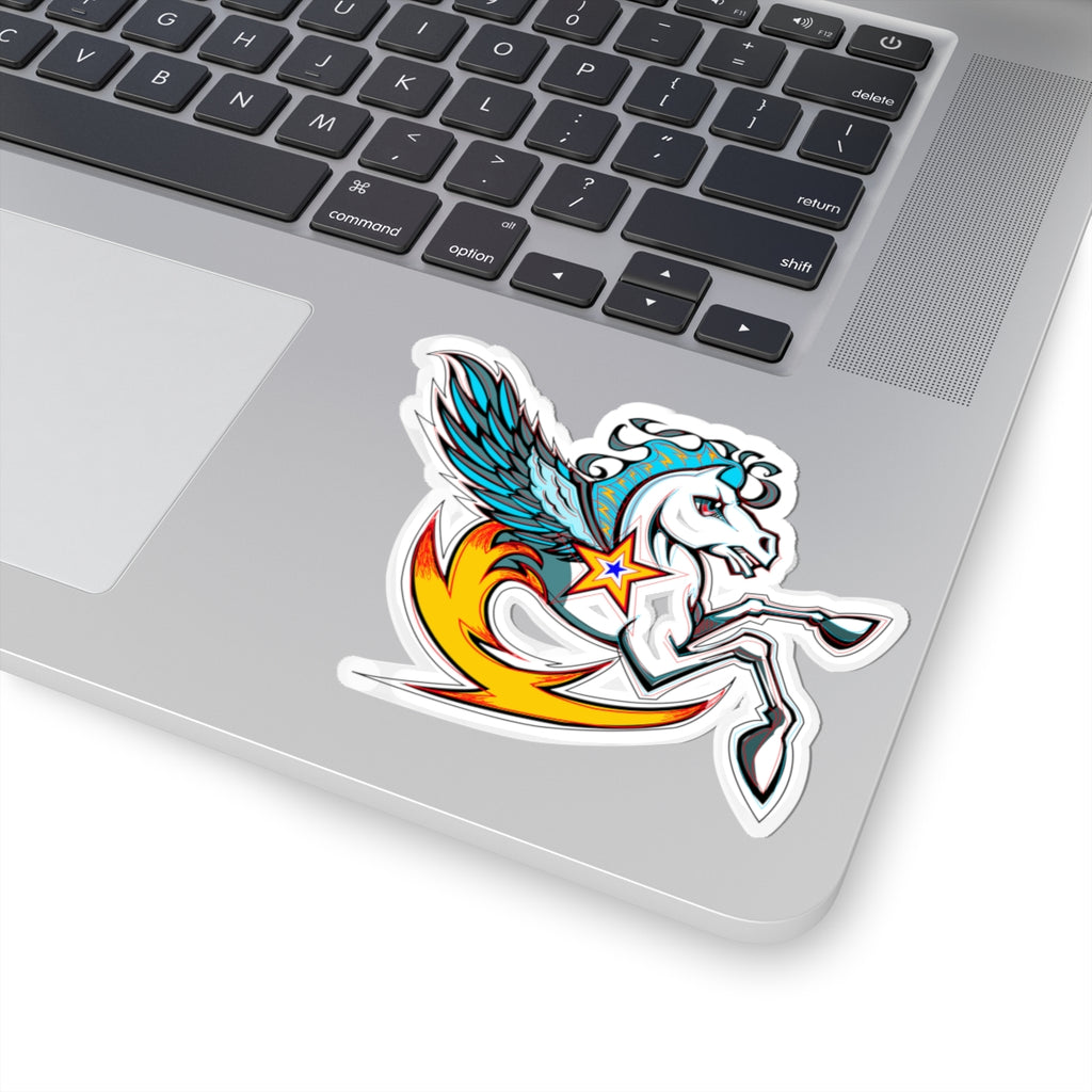 Pegasus Flame Kiss-Cut Sticker — Colorful Winged Horse Laptop Decal