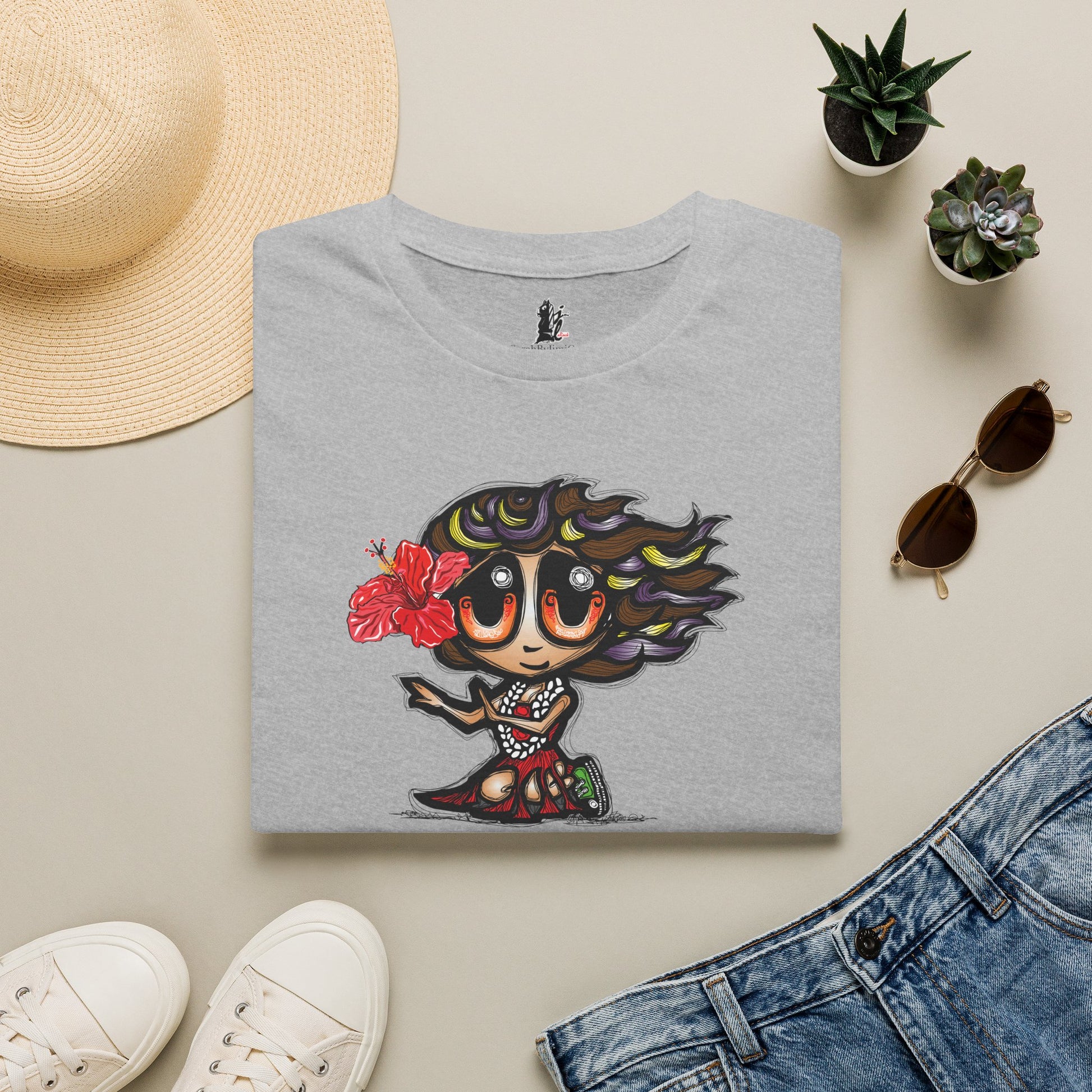 Kosrae Hula Girl T-Shirt — Island of Kosrae Cute Cartoon Island Vibes