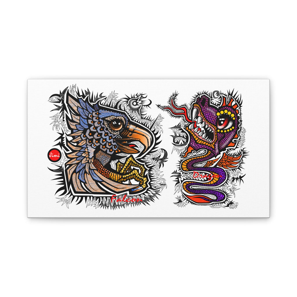 Eagle and Dragon Tattoo-Style Stretched Canvas Print