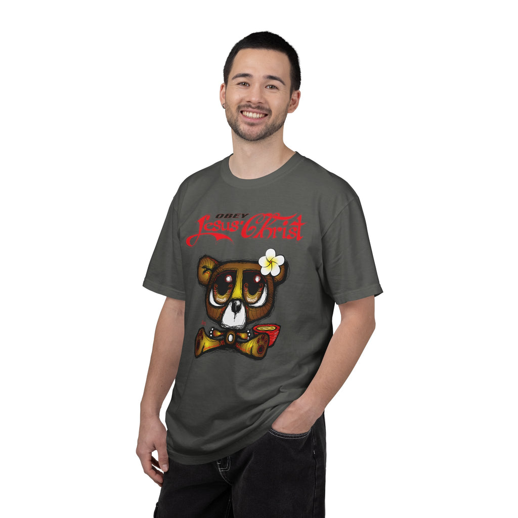 Jesus Christ Bear Graphic T-Shirt — "Obey Jesus Christ" Religious Tee