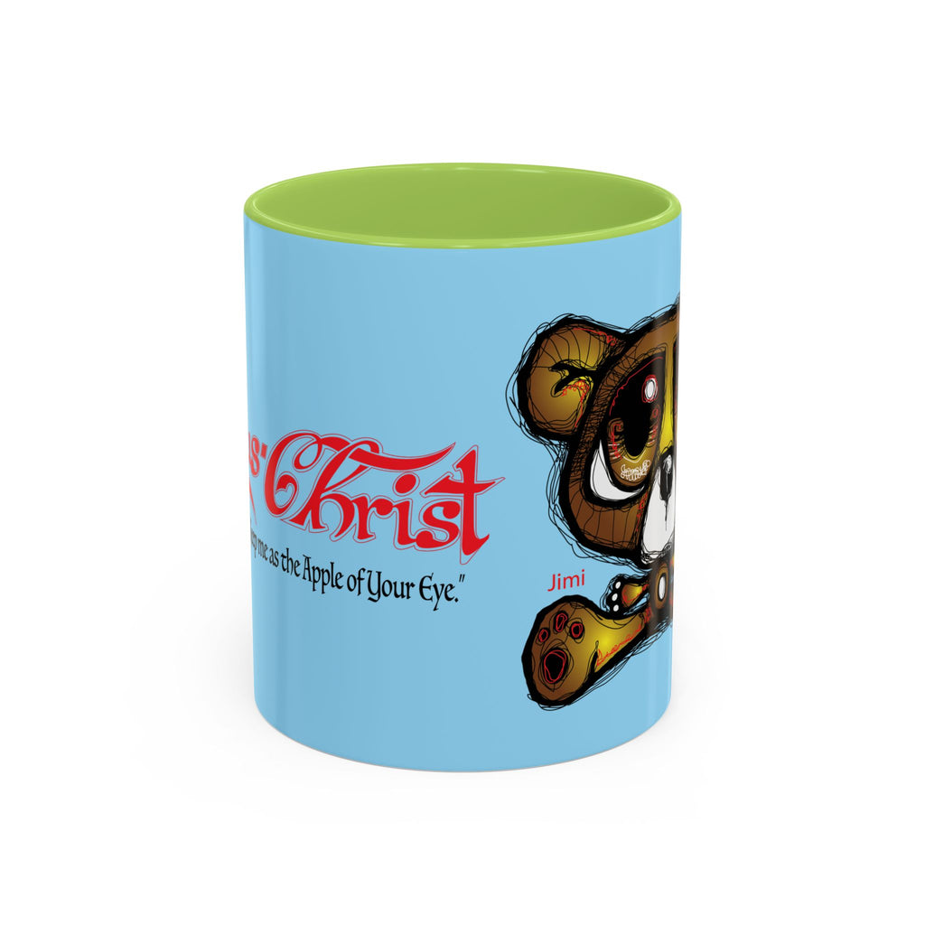 Coffee Mug — Cute Teddy Bear with Ukulele & 'Christ' Script Accent (11/15oz)