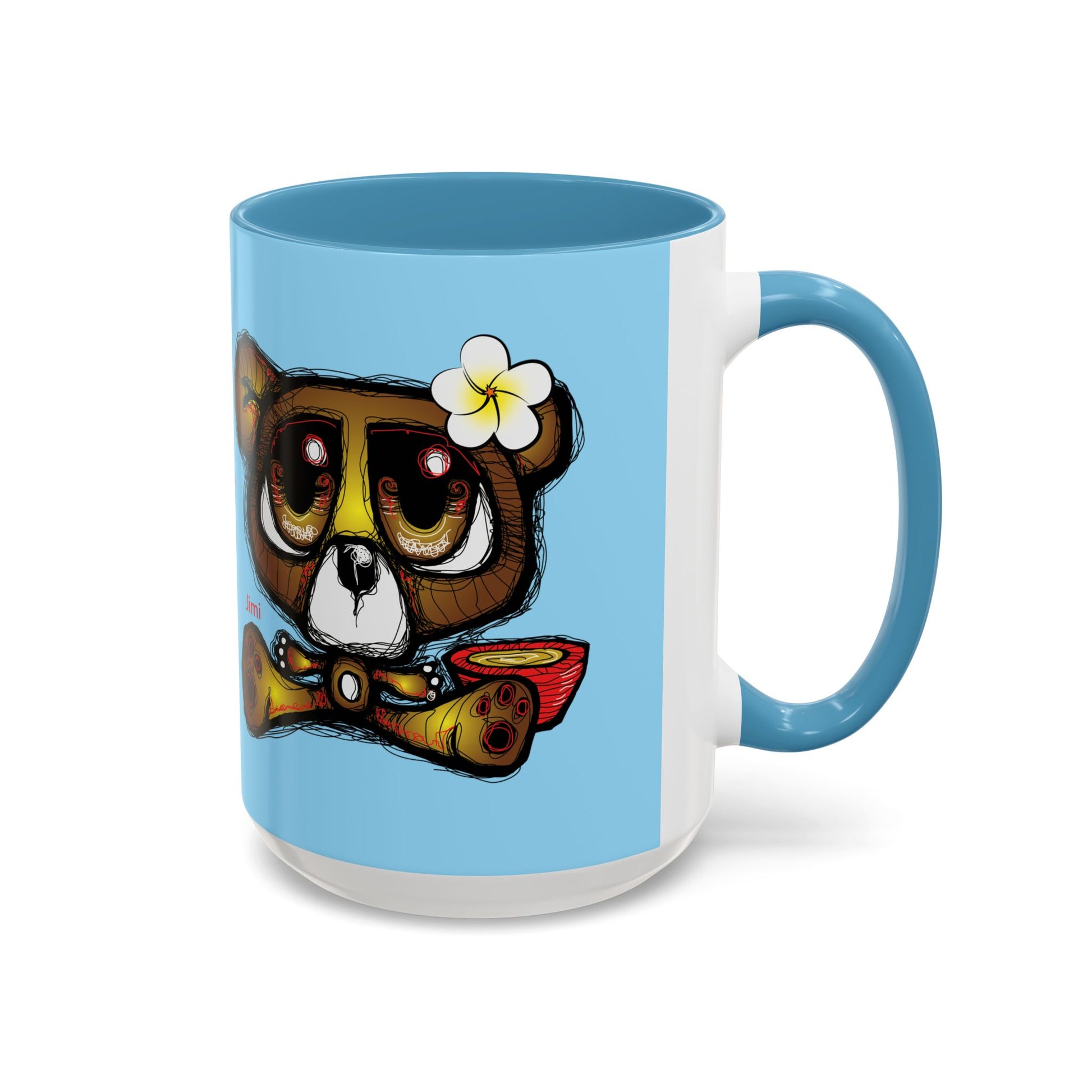 Coffee Mug — Cute Teddy Bear with Ukulele & 'Christ' Script Accent (11/15oz)