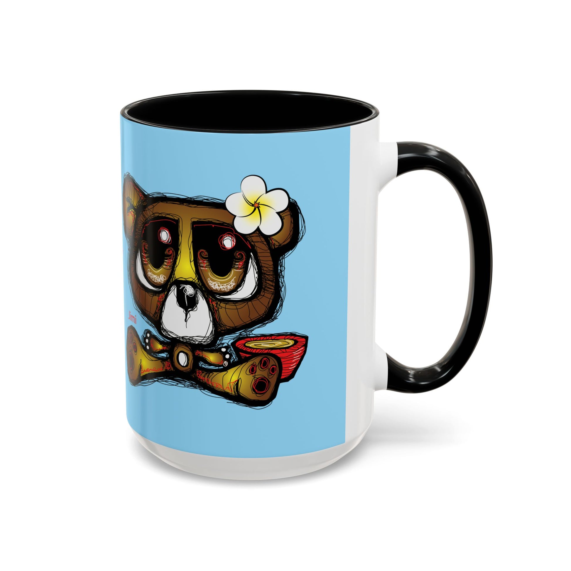 Coffee Mug — Cute Teddy Bear with Ukulele & 'Christ' Script Accent (11/15oz)