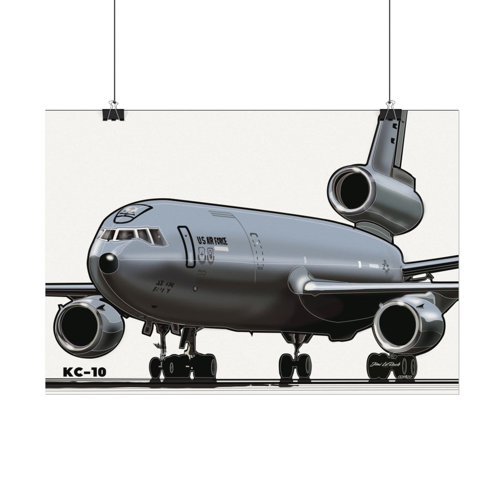 KC‑10 Military Tanker Airplane Matte Poster — Textured Watercolor Aviation Print
