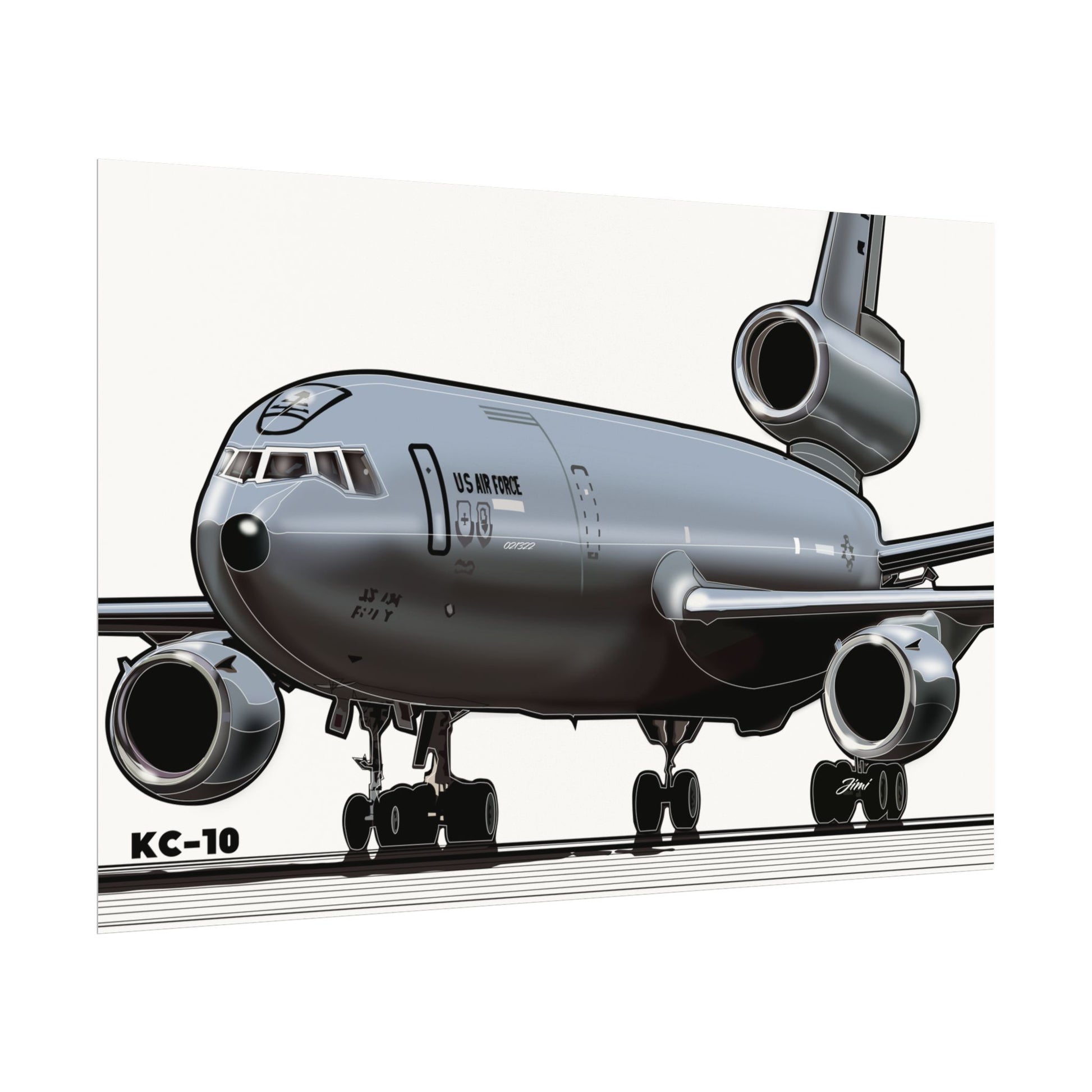 KC‑10 Military Tanker Airplane Matte Poster — Textured Watercolor Aviation Print