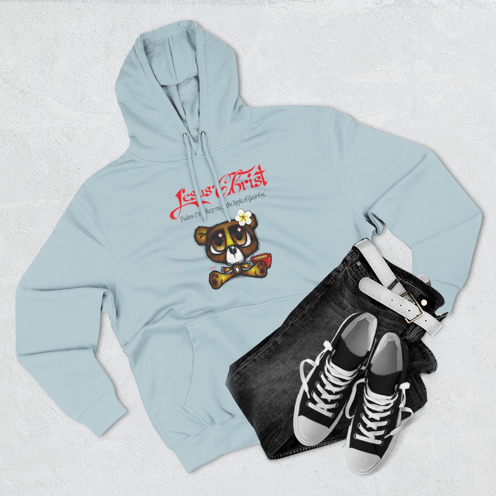 Christian Bear Hoodie – "Jesus Christ" Psalm 23 Inspirational Fleece Pullover