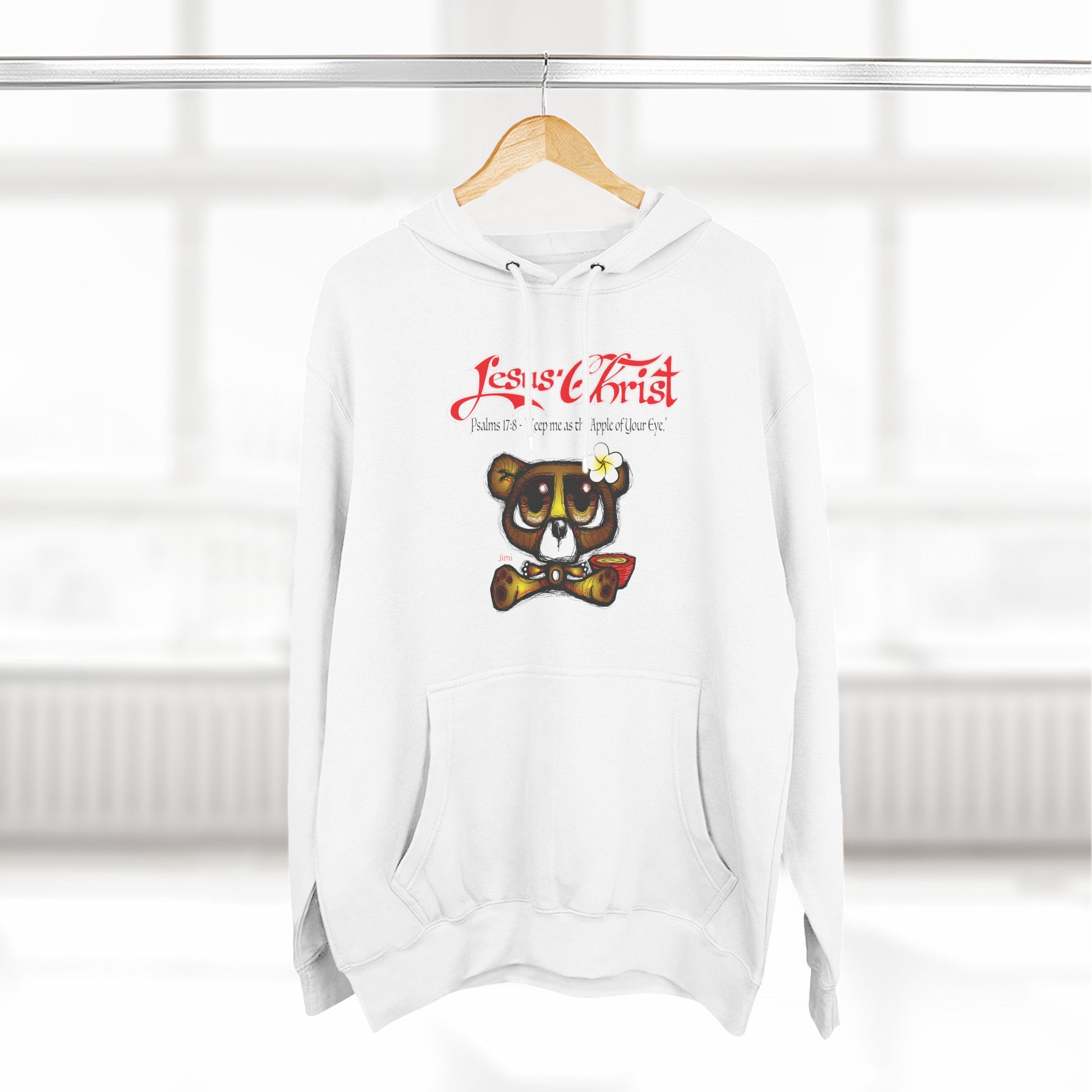 Christian Bear Hoodie – "Jesus Christ" Psalm 23 Inspirational Fleece Pullover