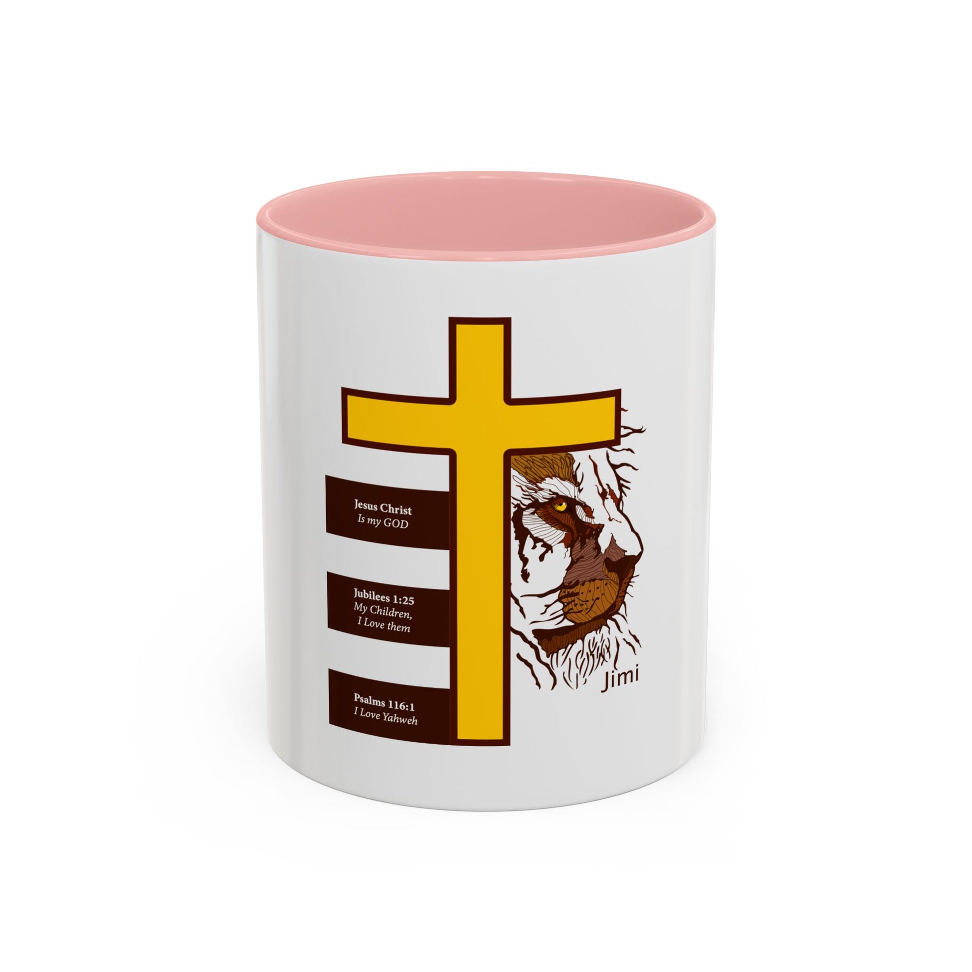 Christian Cross & Lion Accent Coffee Mug — Inspirational Scripture Design (11/15oz)