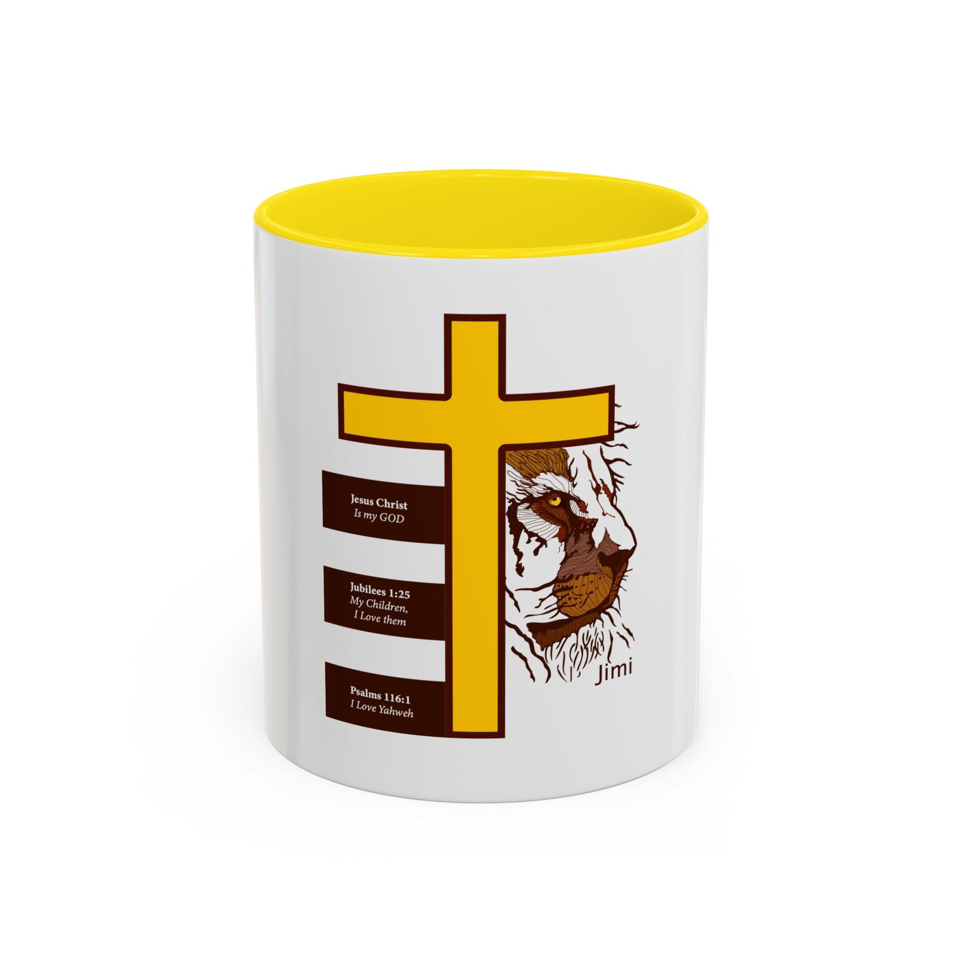 Christian Cross & Lion Accent Coffee Mug — Inspirational Scripture Design (11/15oz)