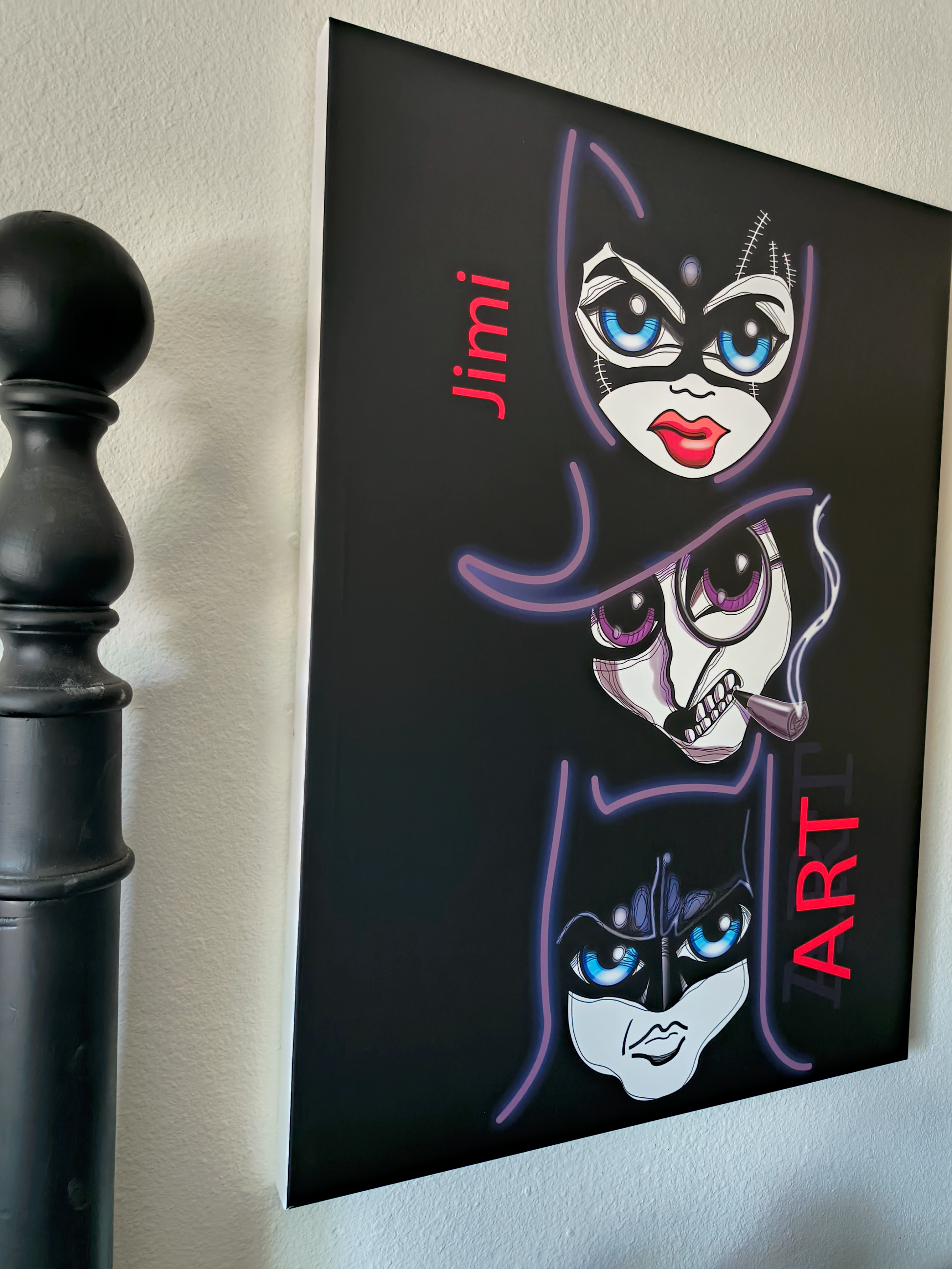 Canvas Art Print - Neon Noir Trio Faces («Jimi»), Stretched 1.5"