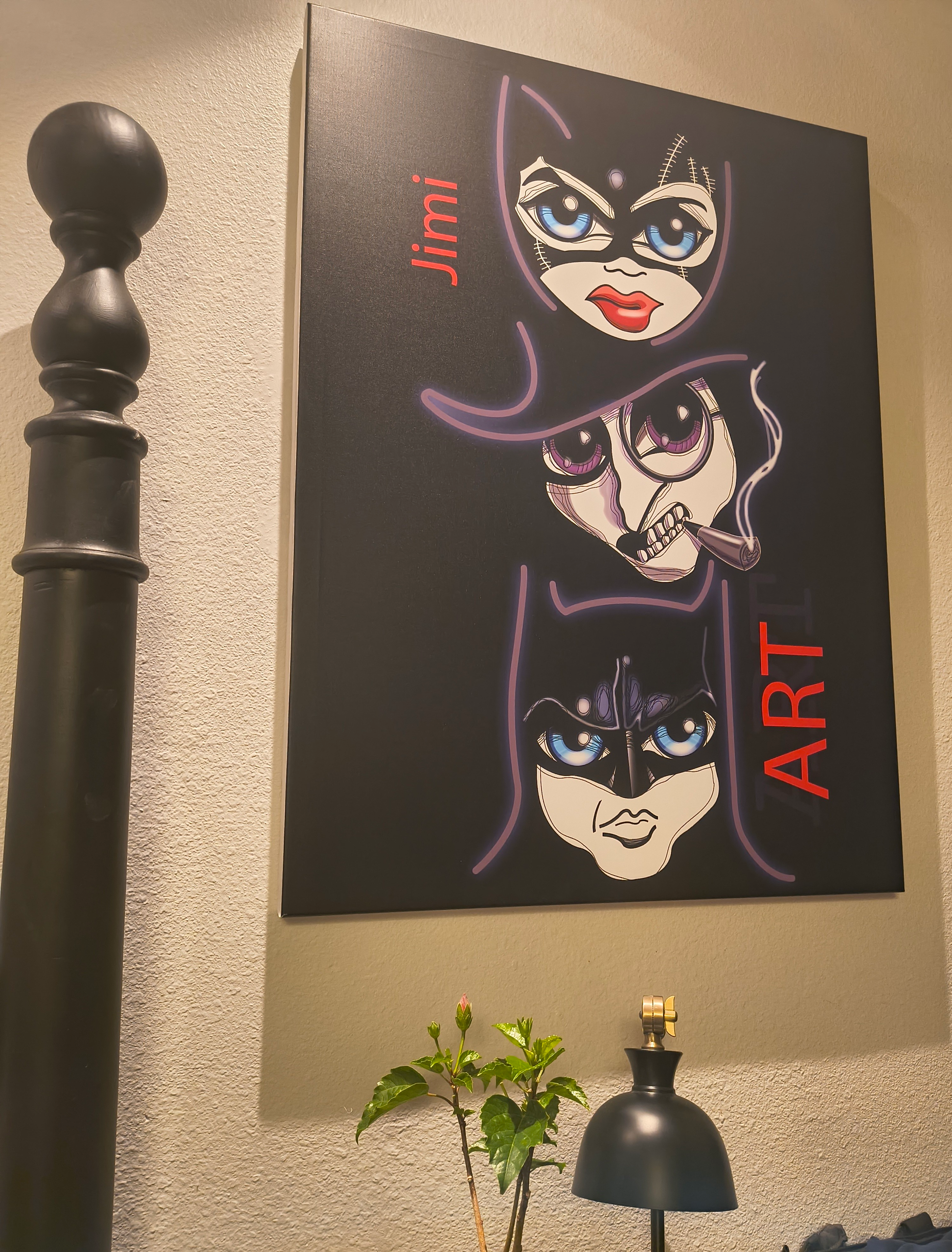 Canvas Art Print - Neon Noir Trio Faces («Jimi»), Stretched 1.5"