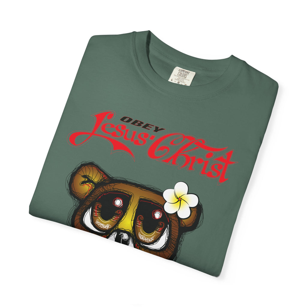 Jesus Christ Bear Graphic T-Shirt — "Obey Jesus Christ" Religious Tee